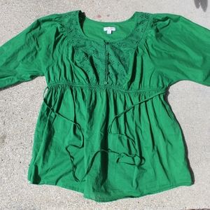 Liz Lange Maternity Green Long Sleeve Shirt